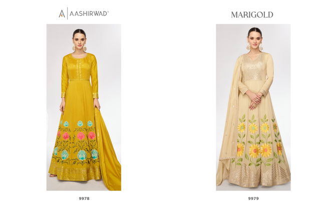 Marigold By Aashirwad Silk Gown With Dupatta Exporters In India